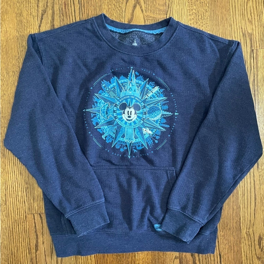 Disney Parks Walt Disney Mickey Mouse‎ Navy Waffle Sweatshirt Size Medium